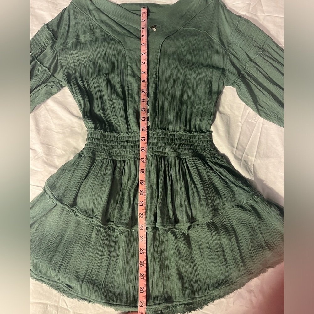 Free People Green Long-Sleeve Mini Dress, Size XS - Picture 4 of 9